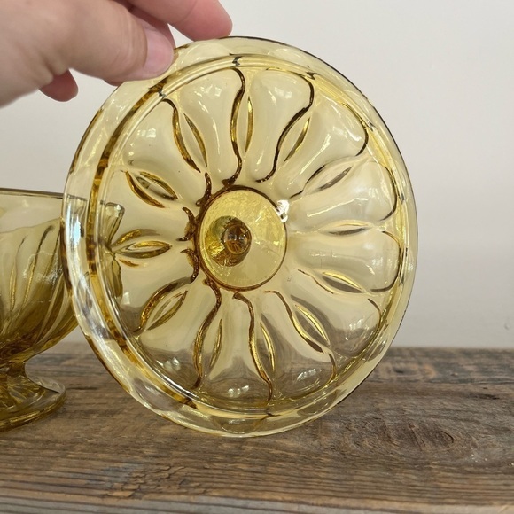 Vintage Amber Honey covered candy dish - Picture 3 of 10